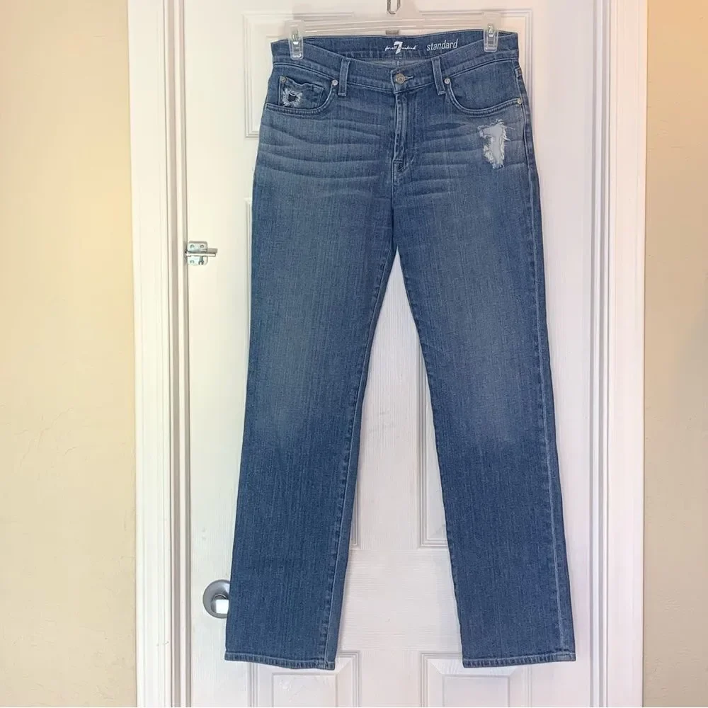 7 For All Mankind Standard Distressed Blue Jeans Size 20